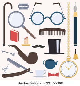 Gentlemens vintage stuff design elements collection
