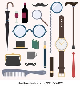 Gentlemens vintage stuff design elements collection