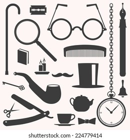 Gentlemens vintage stuff design elements collection