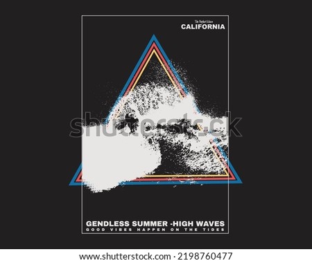 Gentles summer high waves, good vibes, beach text with waves and sun vector illustrations. For t-shirt prints and other uses. Surfing Logo Design. Surfer And Wave. Vector Illustration.