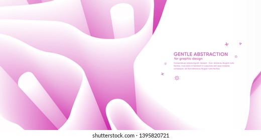 Gently abstract background with 3d wave elements. Template design trendy banner with geometry labyrinth. Flyer for science biology. Layout wallpaper with gradient shape. Vector.