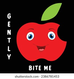 Gently bite me,Set of cute cartoon colorful red apple fruit with lovely emotions. Funny emotions character collection for kids. Fantasy characters. Vector illustrations, cartoon flat style
