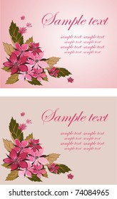 Gently pink card a bouquet pink flowers and an inscription