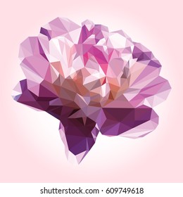 Gently pink flower. Beautiful low poly peony