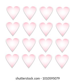 Gently pink hearts on a white background. Elements for Valentine's Day or weddings. Delicate pastel seamless pattern.