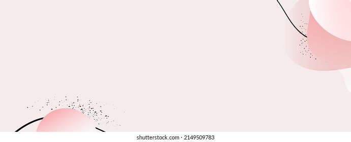 Gently pink rectangular background with abstract shapes for text placement, discounts, promotions, etc. Vector smooth black lines, shadows, blurry spots. Eps 10.