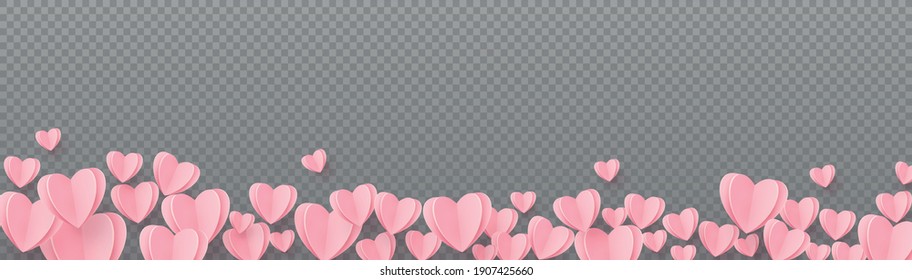 Gently pink-red hearts on a transparent background - illustration