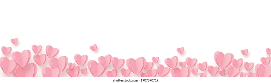 Gently pink-red hearts on a white background 3d - illustration