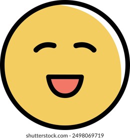 Gently smiling emoji icon. Vector illustration isolated on a transparent background.