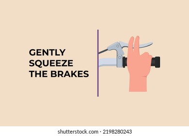 Apriete suavemente los frenos mientras desciende. Concepto de bicicleta. Ilustraciones vectoriales planas aisladas. 