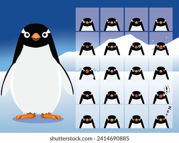 Gentoo Penguin Cartoon Emotion faces Vector Illustration