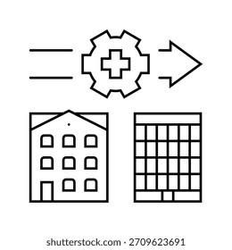 gentrificação urbanização linha ícone vetor. gentrificação urbanização sinal. isolado contorno símbolo ilustração preta