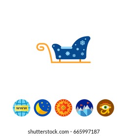 Genuine blue Santa Claus sleigh icon