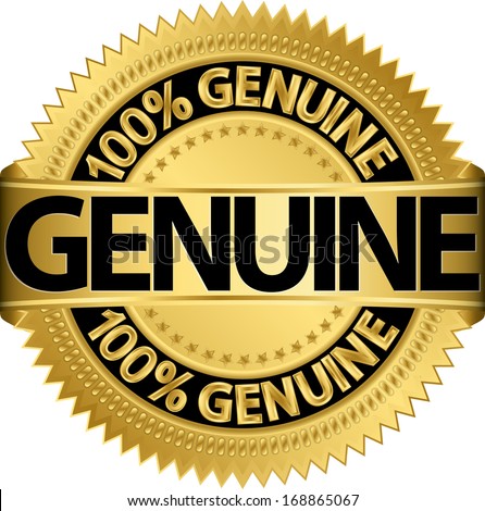 Genuine gold label, vector illustration 