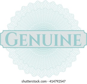 Genuino dentro de una rosette estilo dinero