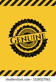 Genuine inside warning sign, black grunge emblem. Vector Illustration. Detailed.