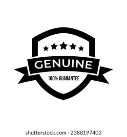 Genuine label, Protection, protected shield concept with banner. Safety badge icon. Security label. Vector illustration