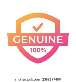 Genuine label, Protection, protected shield concept with banner. Safety badge icon. Security label. Vector illustration