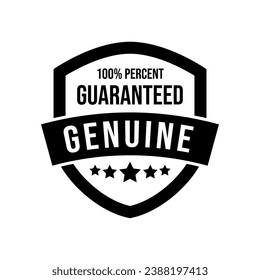 Genuine label, Protection, protected shield concept with banner. Safety badge icon. Security label. Vector illustration