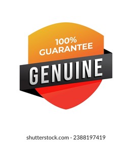 Genuine label, Protection, protected shield concept with banner. Safety badge icon. Security label. Vector illustration