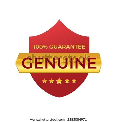 Genuine label, Protection, protected shield concept with banner. Safety badge icon. Security label. Vector illustration