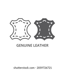 Genuine leather black vector icon. Glyph and line simple symbol.