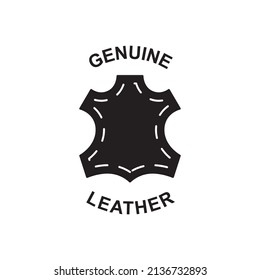 Genuine leather icon in black flat glyph, filled style isolated on white background