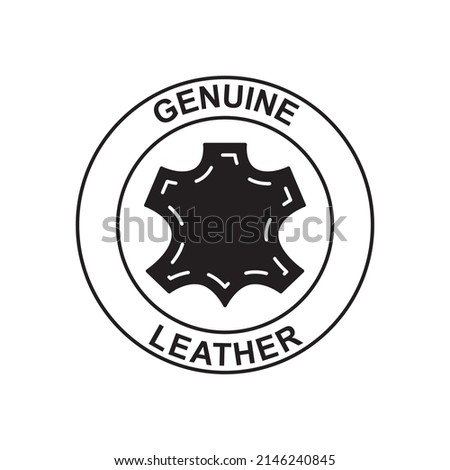 Genuine leather icon in black flat glyph, filled style isolated on white background
