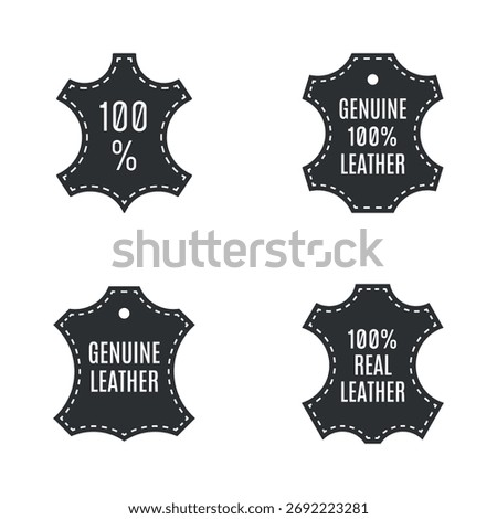 Genuine leather icon set, original leather signs