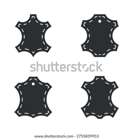Genuine leather icon set, original leather signs