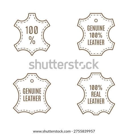 Genuine leather icon set, original leather signs