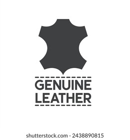 etiqueta de cuero genuino, icono de cuero genuino, arte vectorial.