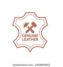 genuine leather label, genuine leather icon, vector art.