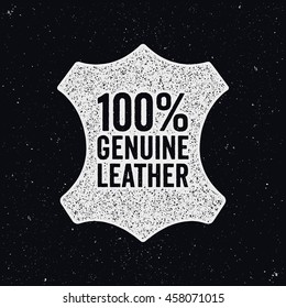 Genuine Leather Logo. Ink Stamp Style.