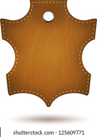 Genuine leather sign tag isolated on white. Vector