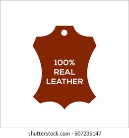 Genuine leather vector label. Original leather sign (symbol, icon, emblem)