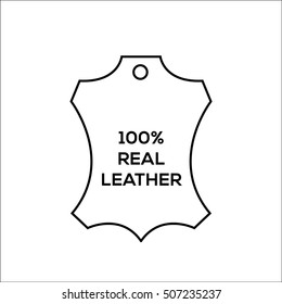 Genuine leather vector label. Original leather sign (symbol, icon, emblem)