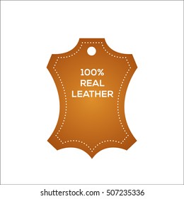 Genuine leather vector label. Original leather sign (symbol, icon, emblem)