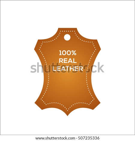 Genuine leather vector label. Original leather sign (symbol, icon, emblem)