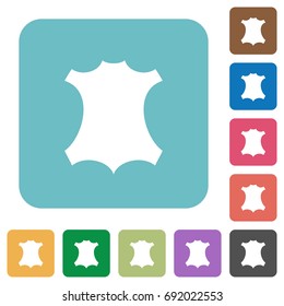 Genuine leather white flat icons on color rounded square backgrounds