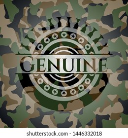 Genuine on camo pattern. Vector Illustration. Detailed.