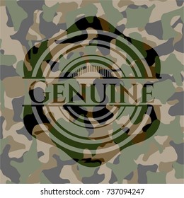Genuine on camouflage texture