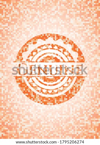 Genuine orange mosaic emblem. Vector Illustration. Detailed. 