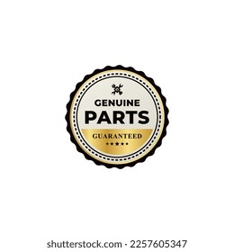 Genuine parts seal or Genuine parts label vector on white background. genuine product label for packaging. This genuine parts seal or stamp is useful for proving the authenticity of the item. - Shutterstock ID 2257605347