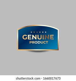 Genuine Product. Blue and Gold badge illustration , luxury label , premium quality vector. EPS 10