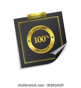 Genuine Product Golden Sticky Notes Vector Icon Design