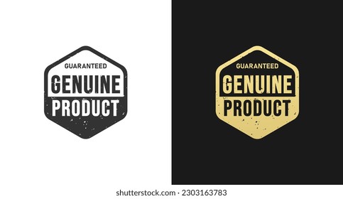 Genuine product label or Genuine product seal vector on black background. Best Genuine product label for packaging design element. Genuine product seal for packaging design element.