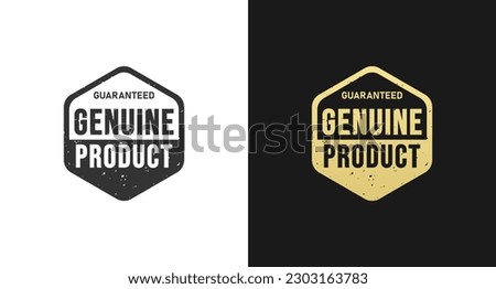 Genuine product label or Genuine product seal vector on black background. Best Genuine product label for packaging design element. Genuine product seal for packaging design element.