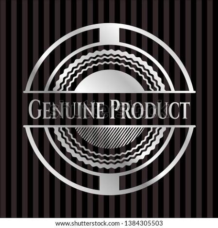 Genuine Product silvery emblem. Vector Illustration. Mosaic.