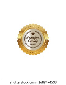 Genuine quality award golden label badge design without ribbon, golden, vintage design